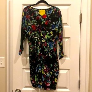 Anthropologie Maeve floral black dress